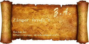 Zinger Arnót névjegykártya